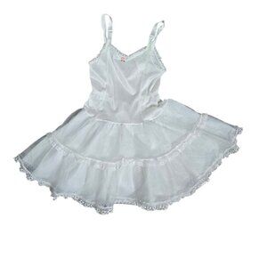 Vintage Girls White Petticoat Slip Ruffled Ballet